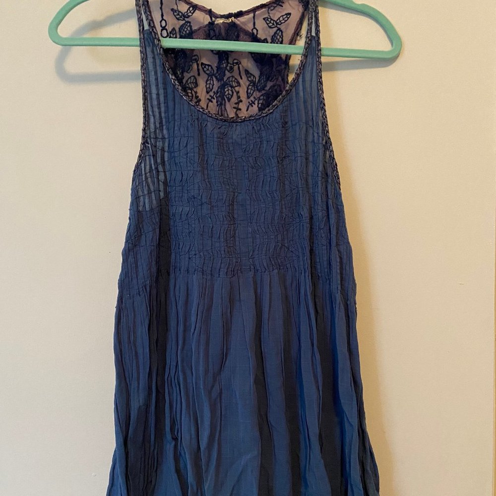 NWOT Free People Denim Blue Linen Top